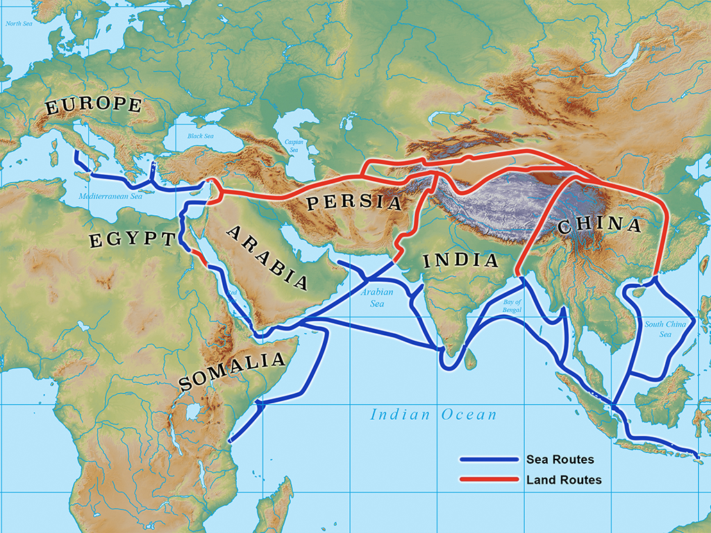 Map outlining the Silk Road