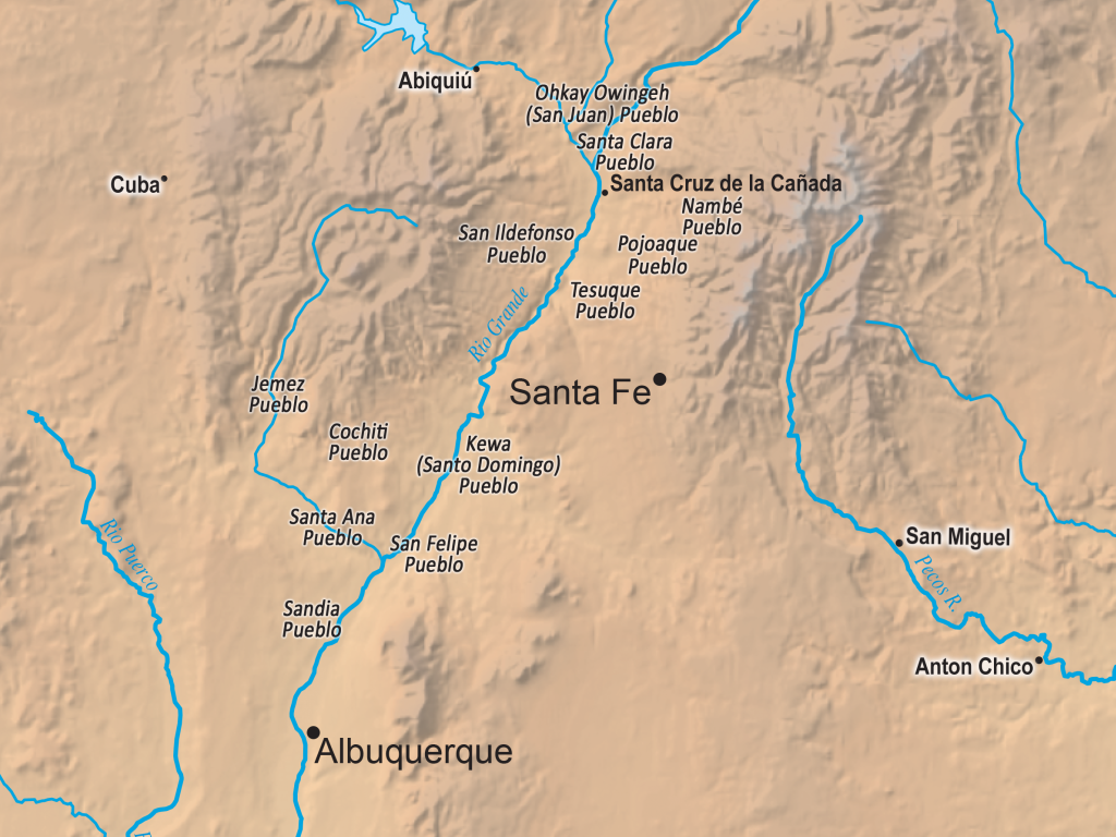 Map outlining New Mexican towns added by Genízaros in the late 1700s and early 1800s