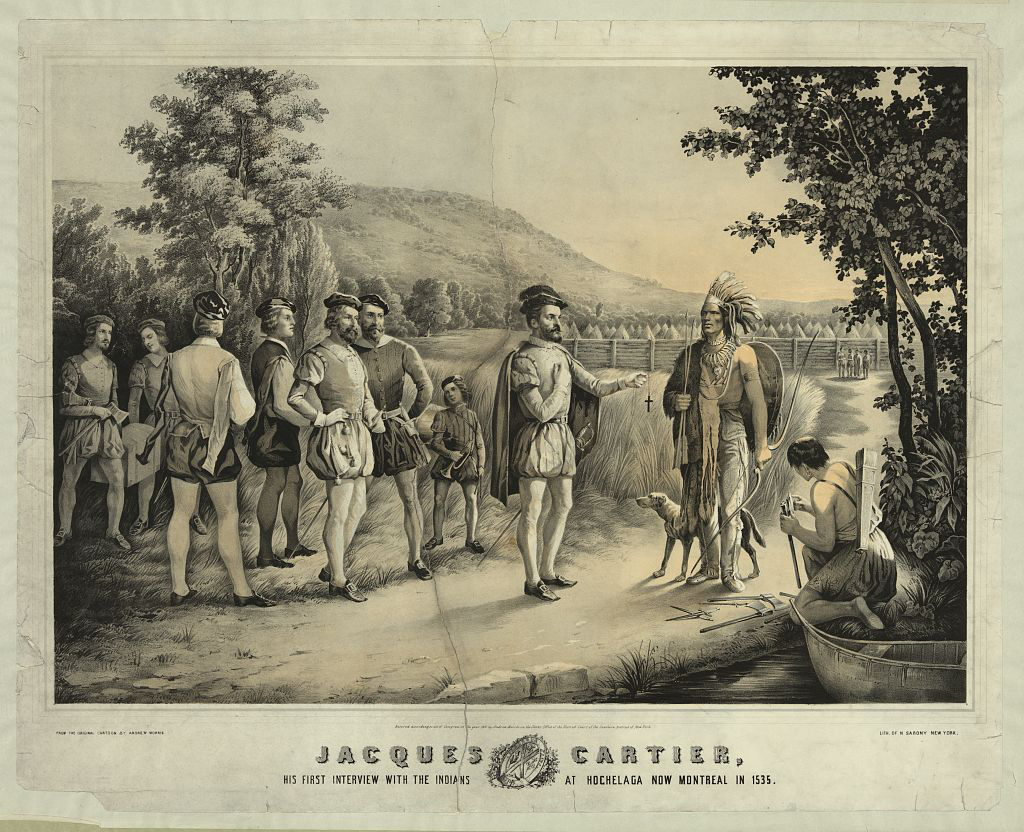 Jacques Cartier's first meeting with Indians at Hochelaga now Montreal in 1535.
