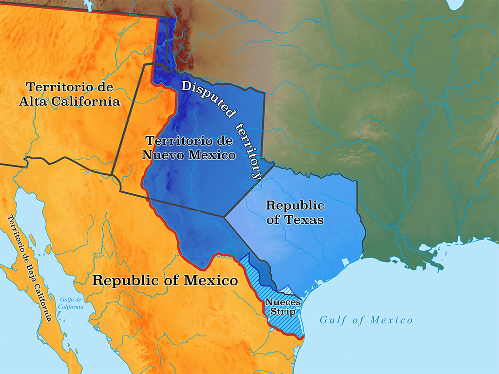 Map outlining Republic of Texas territorial claims