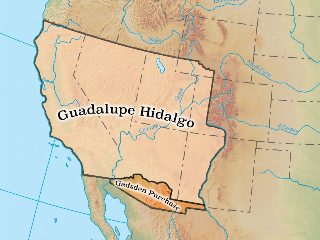 Map outlining the Gadsden Purchase