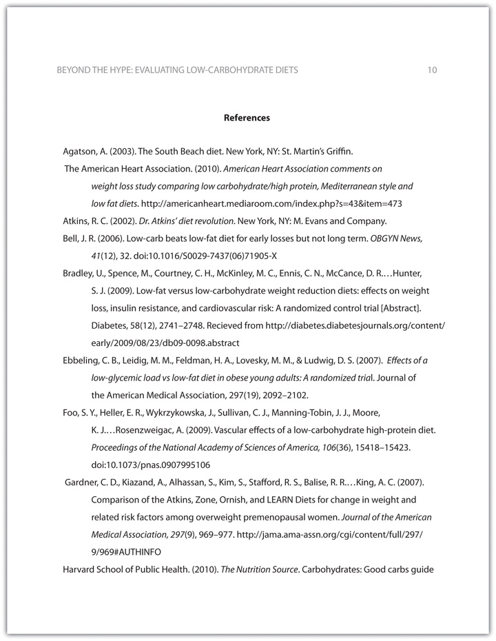 example of reference page for research paper