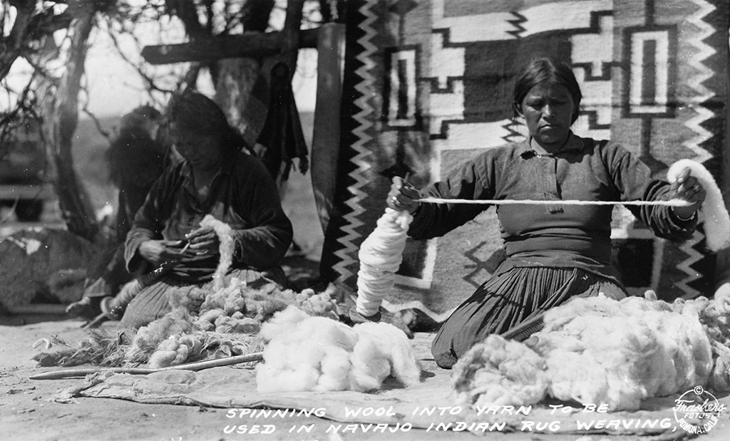 Navajo women spinning wool