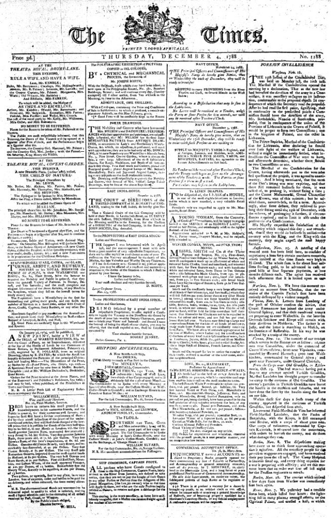 Figure 2: "Times 1788.12.04" by London Times is in the Public Domain. https://commons.wikimedia.org/wiki/File:Times_1788.12.04.jpg