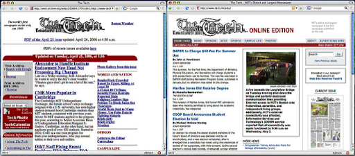 screenshot of website