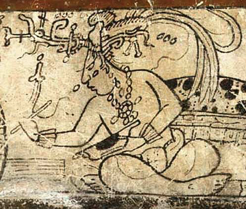 Maya maize god as scribe