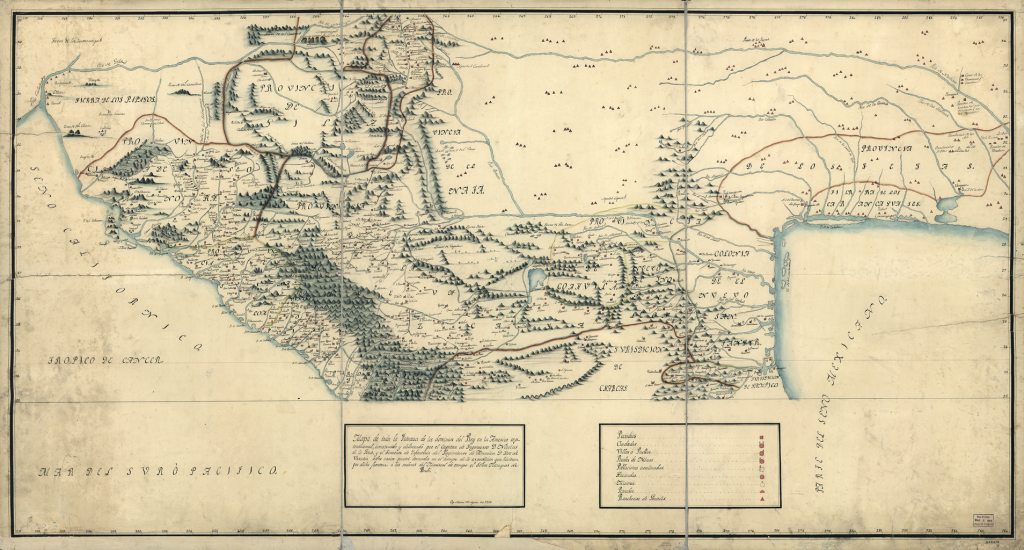 Map of the northern frontier of New Spain. Illustration